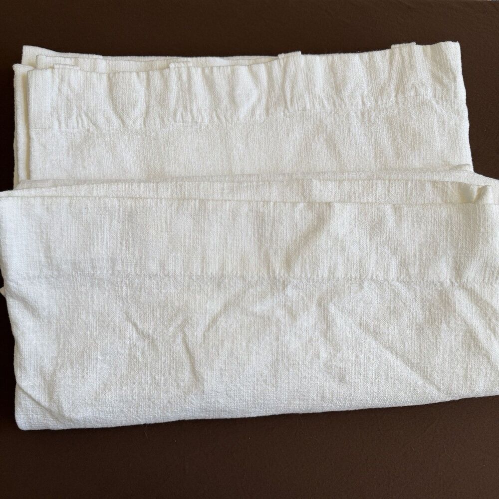 Pottery Barn Emery Drapes Set 2 White 50x 96 Curtains Blackout Lined Pole Top